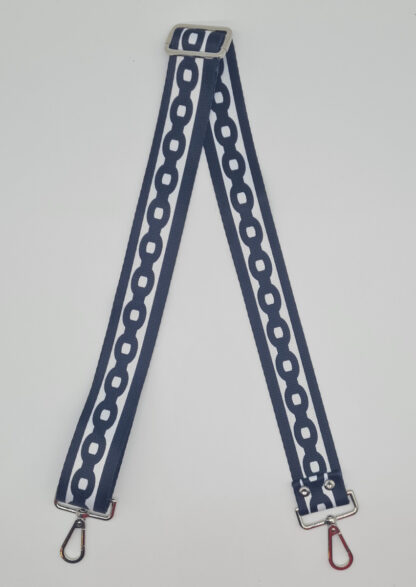 Állítható textil vállpánt karabínerrel-fekete-fehér-4cm