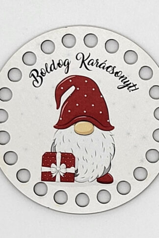 Horgolható fa-10 cm-Boldog Karácsonyt manó