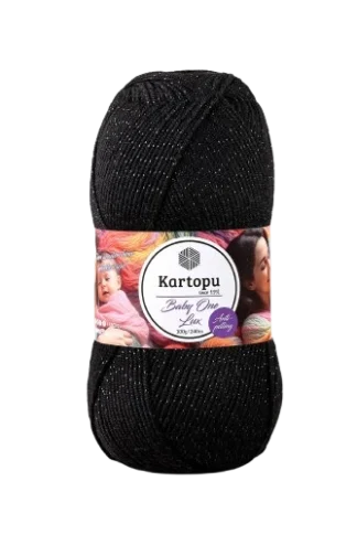 Kartopu Baby One Lux-csillogó fekete-940SI fonal