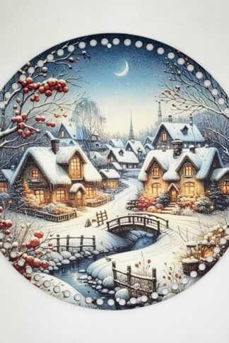 Horgolható fa-30 cm-Város télen