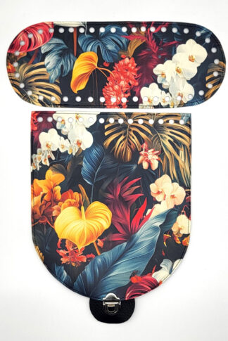 37. Táskafedél + alj - Élénk dzsungelvirágok