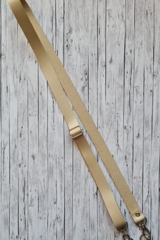 Dotti állítható  bőr vállpánt, karabínerrel-gyöngyház pezsgő