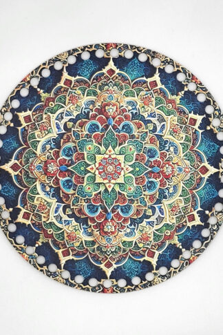 Horgolható fa-20 cm-Mandala kék háttérrel