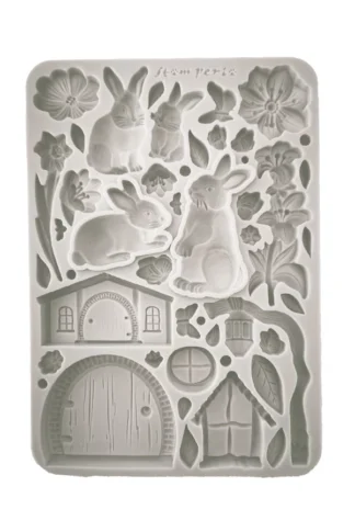 Szilikonforma A5-nyuszik és virágok