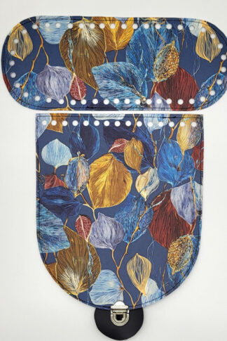 49. Táskafedél + alj - Levelek kéken