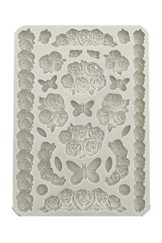 Szilikonforma A5-Mini rózsák és pillangók-529