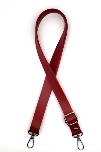 Állítható műbőr vállpánt, karabínerrel, 2 cm-RÚZSPIROS-ezüst szerelékkel FE