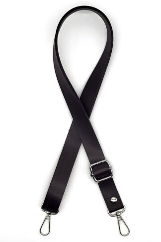 Állítható műbőr vállpánt, karabínerrel, 2 cm-SÖTÉTBARNA-ezüst szerelékkel FE
