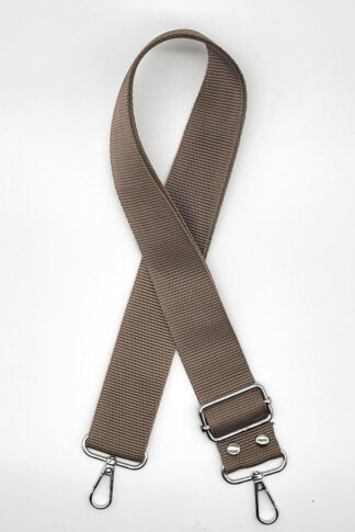Állítható textil vállpánt karabínerrel-SÖTÉTBÉZS-4cm FE